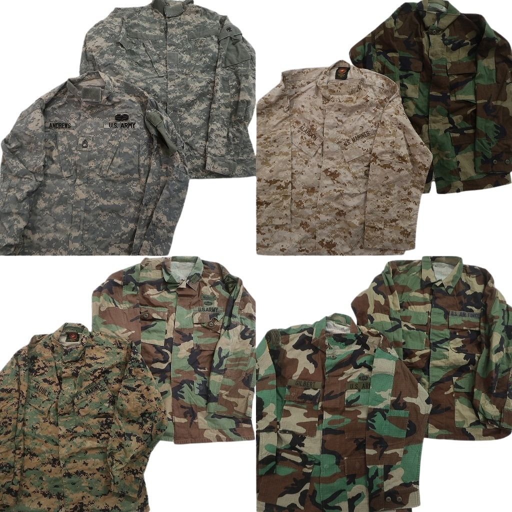 古着卸 まとめ売り ミリタリー フィールドジャケット 8枚セット ( メンズ M ) ウッドランド デジカモ ARMY 中古 古着 NF1146