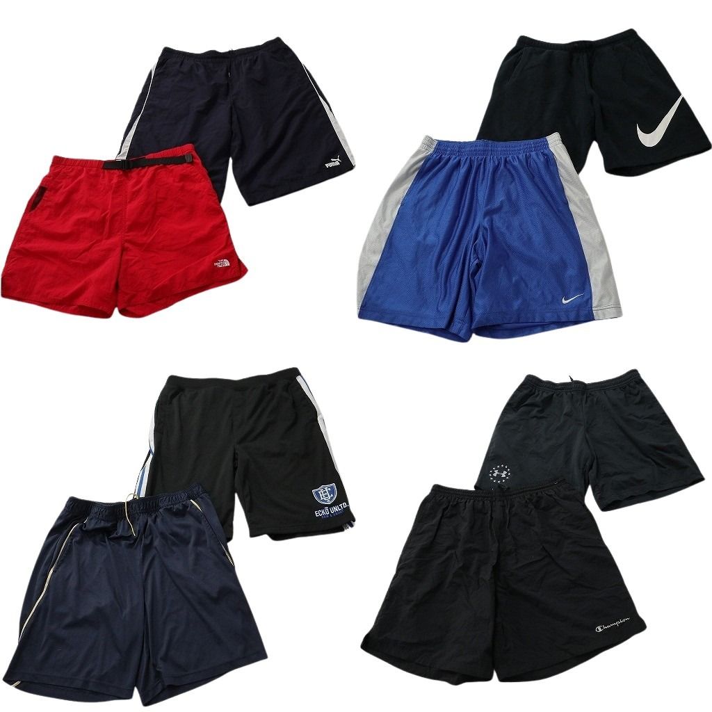 古着卸 まとめ売り ブランドMIX ショートパンツ 8枚セット ( メンズ XL ) ノースフェイス ナイキ チャンピオン プーマ 中古 古着 NF1166