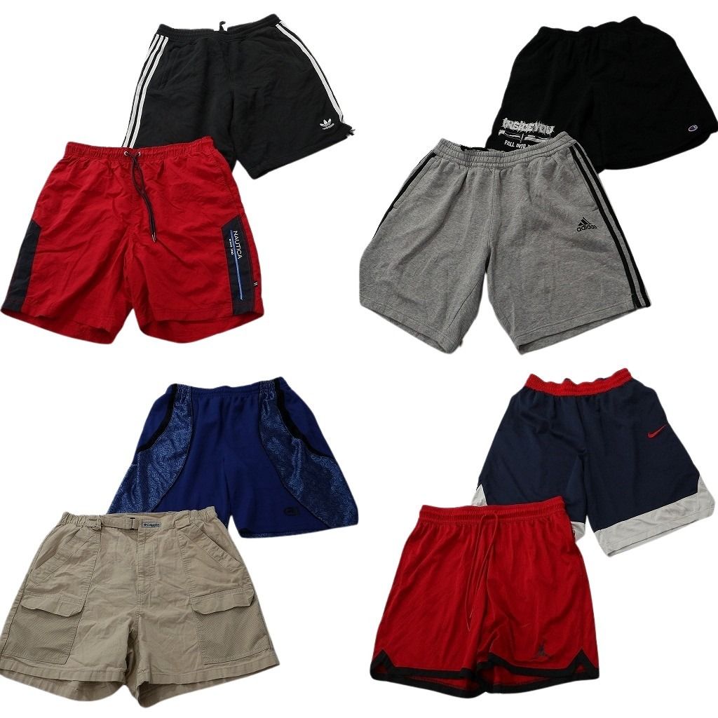 古着卸 まとめ売り ブランドMIX ショートパンツ 8枚セット ( メンズ L ) コロンビア ジョーダン ノーティカ アディダス 中古 古着 NF1176