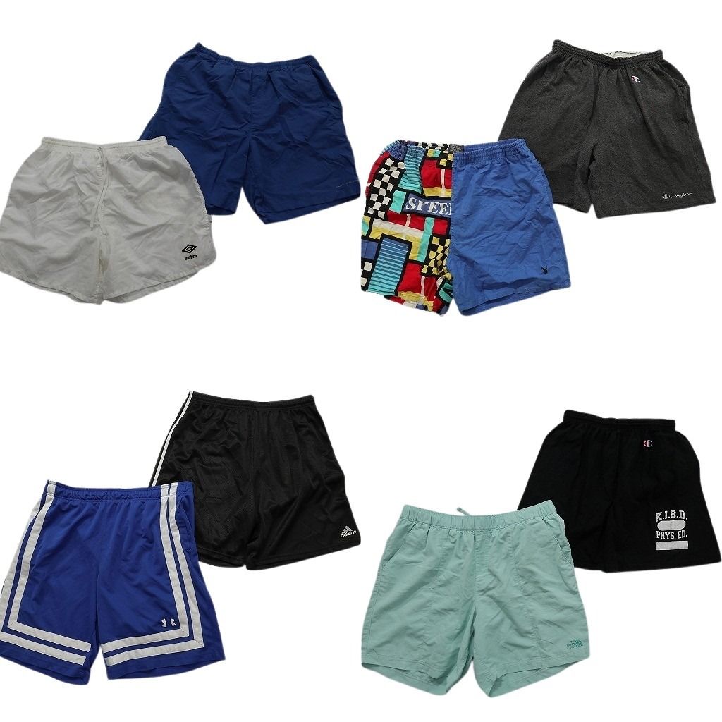 古着卸 まとめ売り ブランドMIX ショートパンツ 8枚セット ( メンズ L/XL ) ノースフェイス コロンビア アンブロ 中古 古着 NF1184