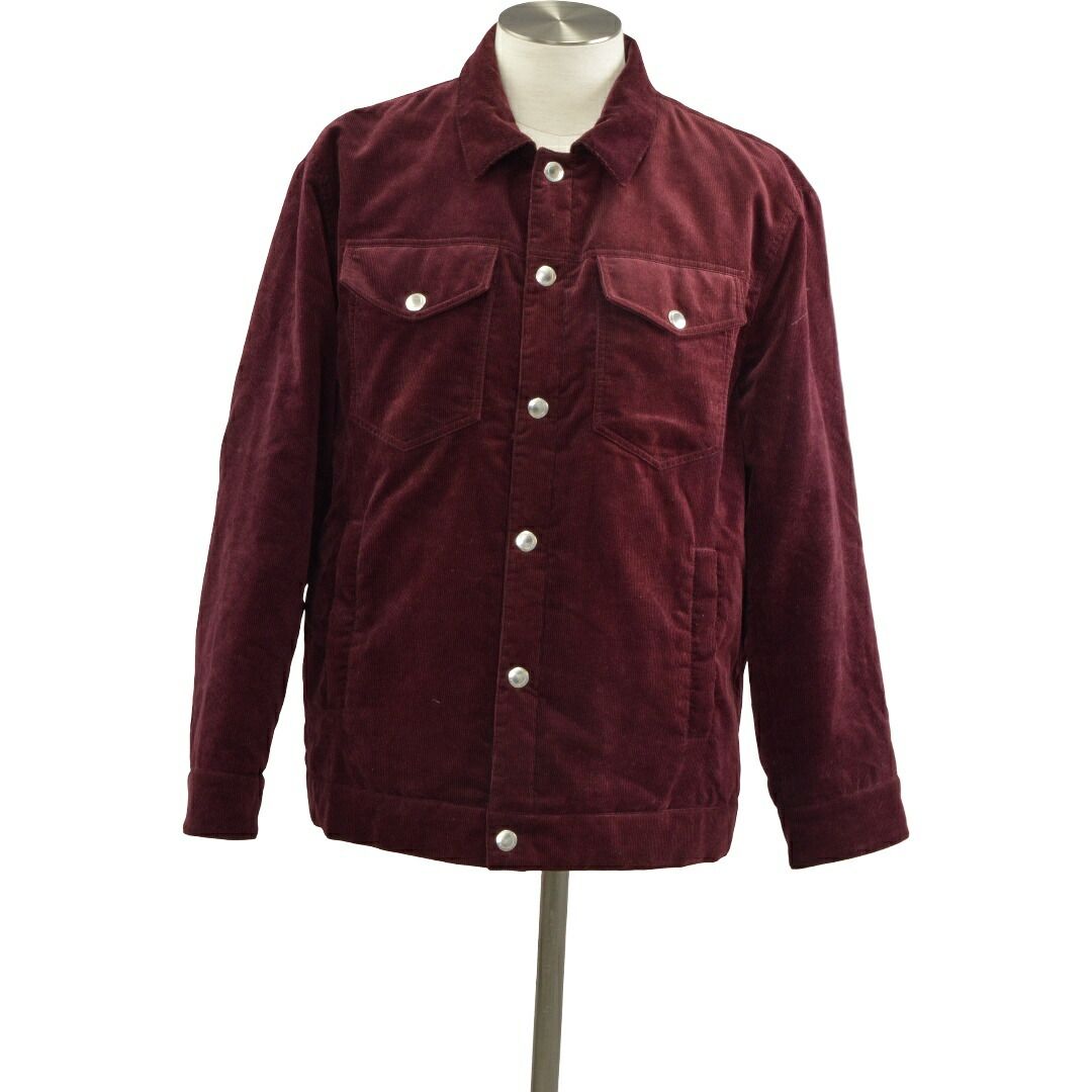 ブルネロクチネリ BRUNELLO CUCINELLI コーデュロイ 中綿 コットン スナップ ジャケット バーガンディ メンズ F-L8746