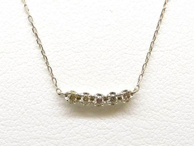 美品 K10 ホワイトゴールド ■ ダイヤ 0.06ct ネックレス 0.8g レディース □ 8E●