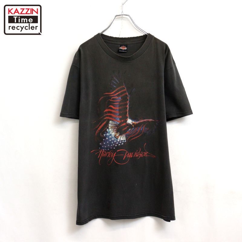 00s USA製 HARLEY DAVIDSON イーグル 半袖Ｔシャツ メンズ 表記Lサイズ
