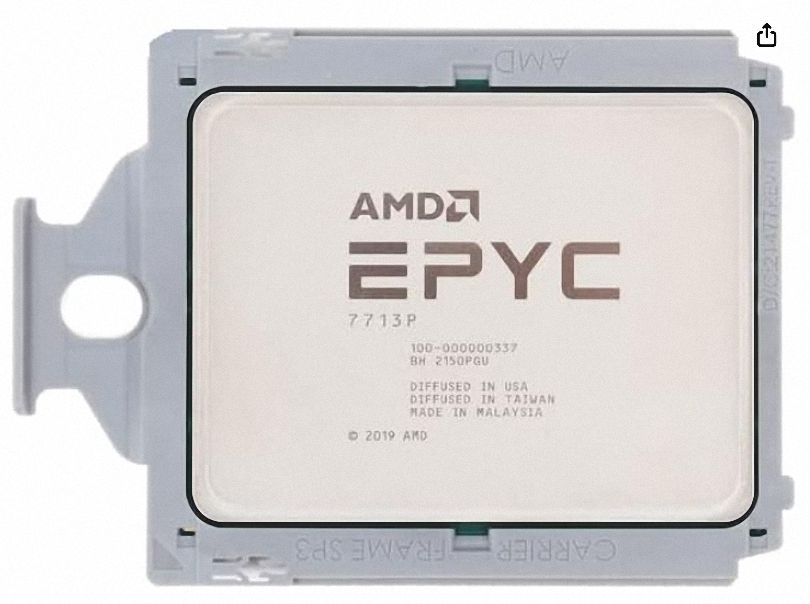 AMD EPYC 7713P 64C 128T 2GHz to 3.675GHz Socket SP3 Milan 7NM 256MB 225W Mar 2021