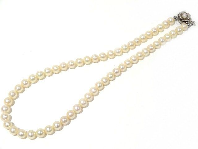 3F 3番 パール 真珠 6.9～7.3mm ■ ネックレス 45cm シルバー金具 レディース 本真珠 冠婚葬祭 □８E