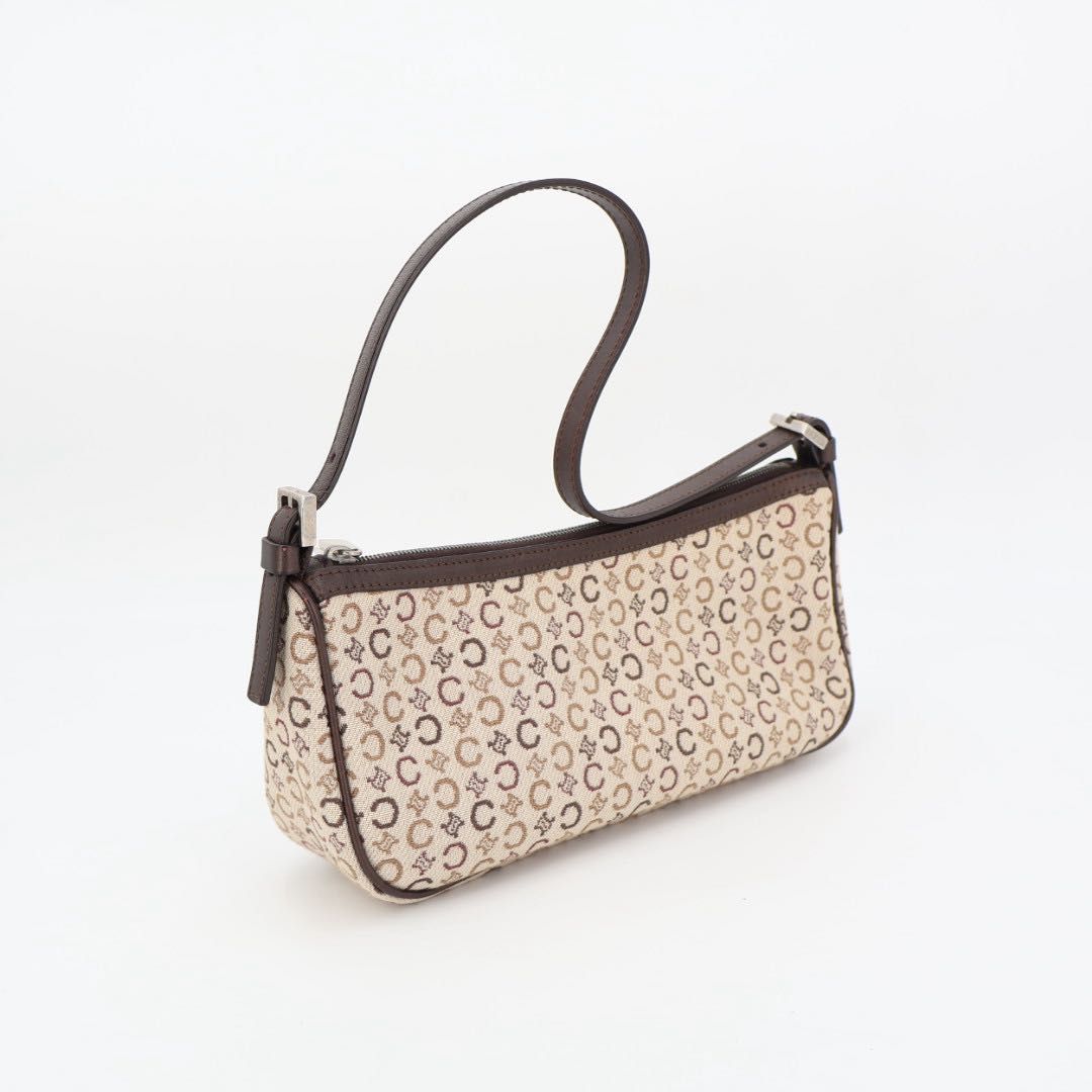セリーヌ CELINE Cマカダム ハンドバッグ キャンバス×レザー ベージュ