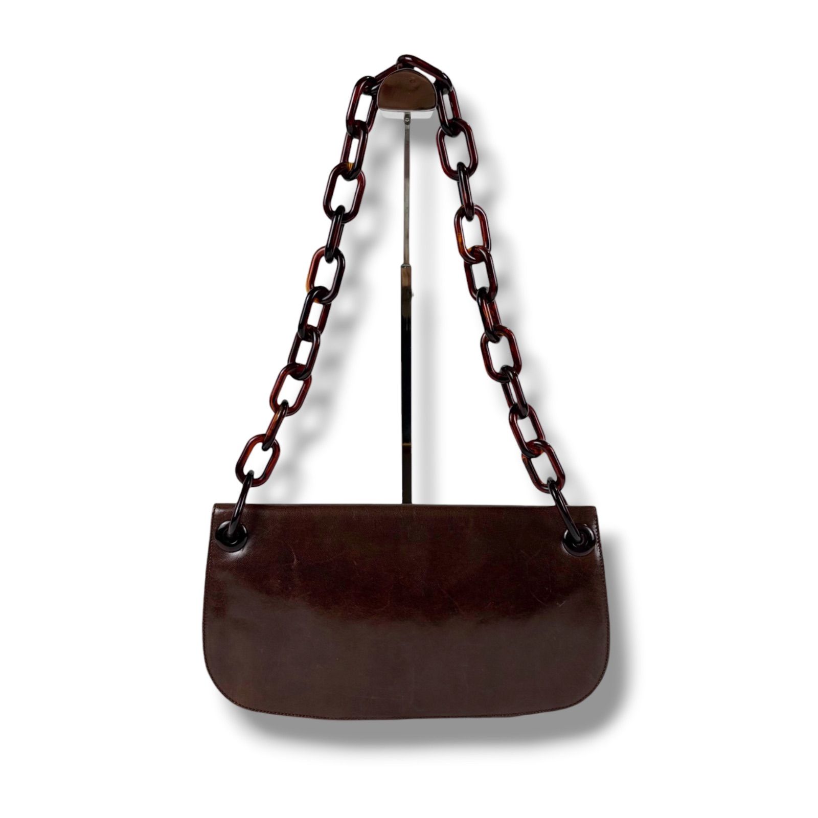 プラダ PRADA レザー プラチェーン ワンショルダーバッグ 肩掛け 
