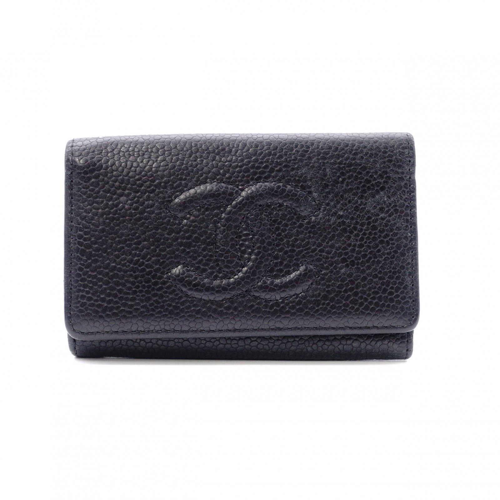 CHANEL シャネル キャビアスキン キーケース レザー ブラック ６連 ココマーク