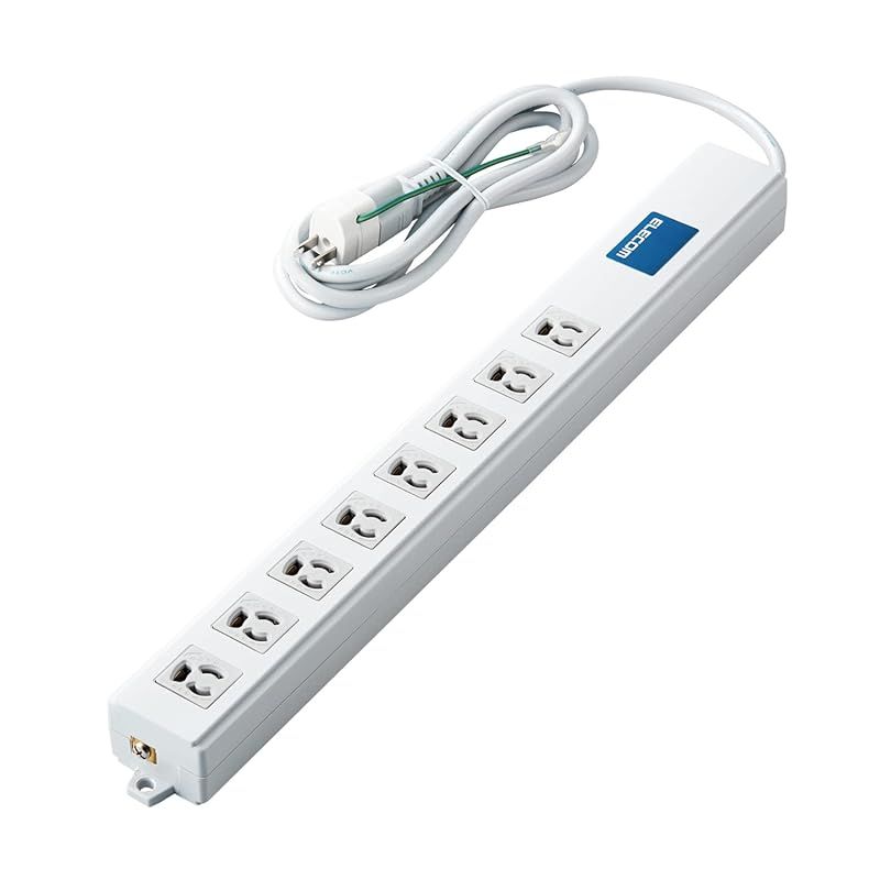 【新品】 エレコム 電源タップ 2m ロング型 3ピン 8個口 抜け止め 一括スイッチ RoHS指令準拠 法人向け ライトグレー T-H0620SR