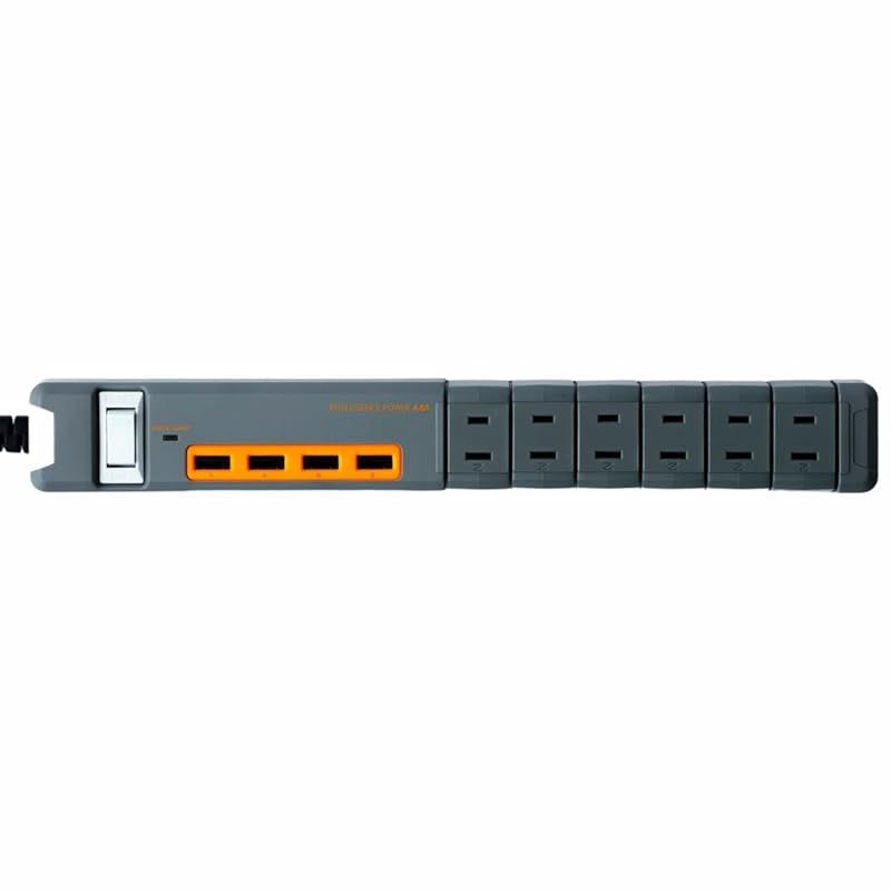 【新品】 Fargo 電源タップ USB充電 4.8A 4ポート 回転式 AC差込口6個 1.8m グレー x オレンジ PT605GOR