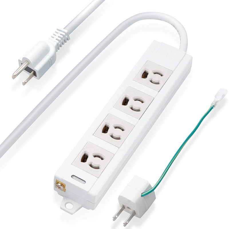 【新品】 エレコム 電源タップ マグネット付 抜け止めコンセント 壁取付用固定フック付 3P-2P変換アダプタ付 4個口 10m T-ECOH34100NM グレー