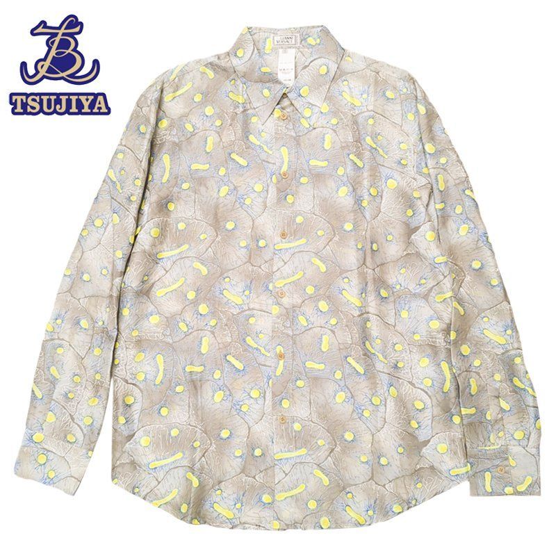 中古AB VERSACE ジャンニヴェルサーチェ シルクシャツ アメーバ グレー 総柄 サイズ48 辻屋質店A2952