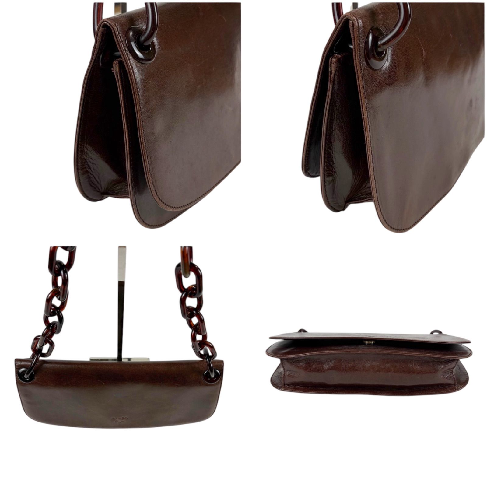 プラダ PRADA レザー プラチェーン ワンショルダーバッグ 肩掛け 