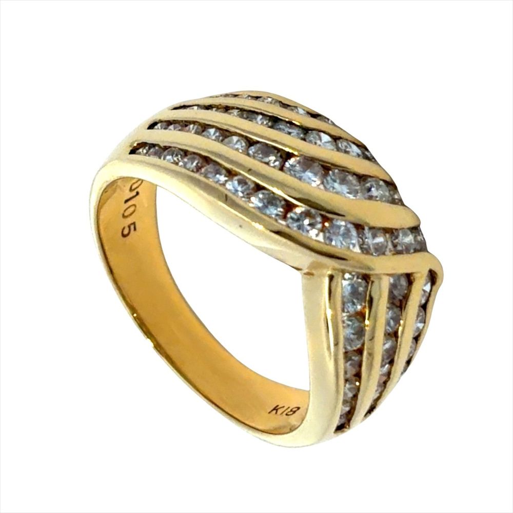ウェーブ デザイン リング 指輪 ダイヤモンド 1.05ct 約11号 K18YG 6.1