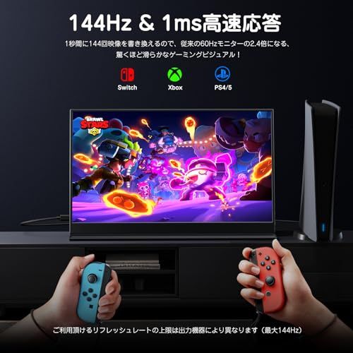 モバイルモニター 144Hz 高速応答 16.1インチ - モバイルディスプレイ FHD 1920x1080 16:9画像比 広色域 超軽量 超薄型 ポータブルモニター 非光沢 IPS液晶パネル ブルーライト機能 疲れ目軽減 スピーカー内蔵 1c641229