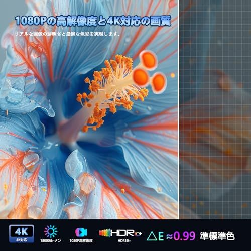 プロジェクター 家庭用 小型 短焦点【2025Android TV搭載・270°回転】13000LM 高輝度 1080P 4K対応 電動フォーカス&自動台形補正 WiFi 6 インスタント接続 Bluetooth 5.3 短距離投影 軽量 天 eb2777c3