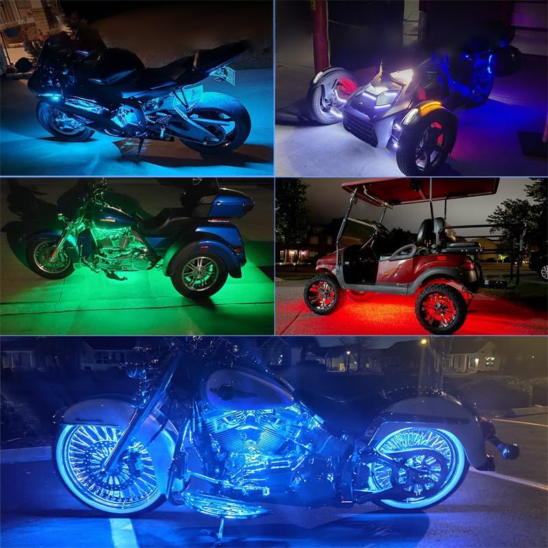 カワサキ ヤマハ ホンダ スズキ 対応 バイク用 LEDテープ バイク 防水 RGB LED テープライト オートバイ イルミネーション ライト 車用 車 シリコン チューブ 15色 防水 防塵 リモコン(B1201) (12本セット)★m 6cee25e0