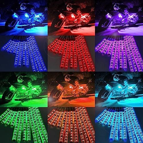 カワサキ ヤマハ ホンダ スズキ 対応 バイク用 LEDテープ バイク 防水 RGB LED テープライト オートバイ イルミネーション ライト 車用 車 シリコン チューブ 15色 防水 防塵 リモコン(B1201) (12本セット)★m 6cee25e0
