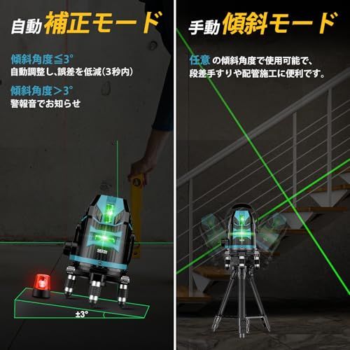 【2026最新改良】SEESII レーザー墨出し器 グリーンレーザー 5ライン 水平器レーザー 墨出し器 5線6点 2個大容量バッテリー 収納箱付き レーザーレベル 三脚 屋外 小型 回転レーザー線 自動補正 高輝度 高出力 軽量作業 IP5 9a9aedd5