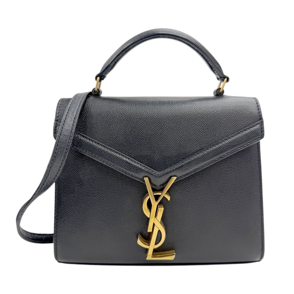 SAINT LAURENT PARIS サンローラン パリ カサンドラ トップハンドル ミニ ブラック 2WAYショルダー ハンドバッグ ゴールド金具 人気 お洒落 カジュアル デイリー お出かけ 鞄 かばん 【ブランドギャラリー心斎橋店】