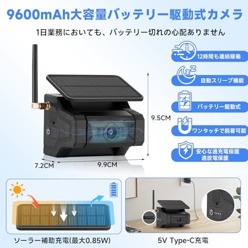 7インチバックカメラモニターセット ワイヤレス充電式バックカメラ IPSバックモニター 24v 強力磁石搭載 デジタル信号 DC12v~36vまで対応 録画機能付き 1年間 カメラ配線工事不要&1分取付完了 6段ズーム調整可★m 8420af52