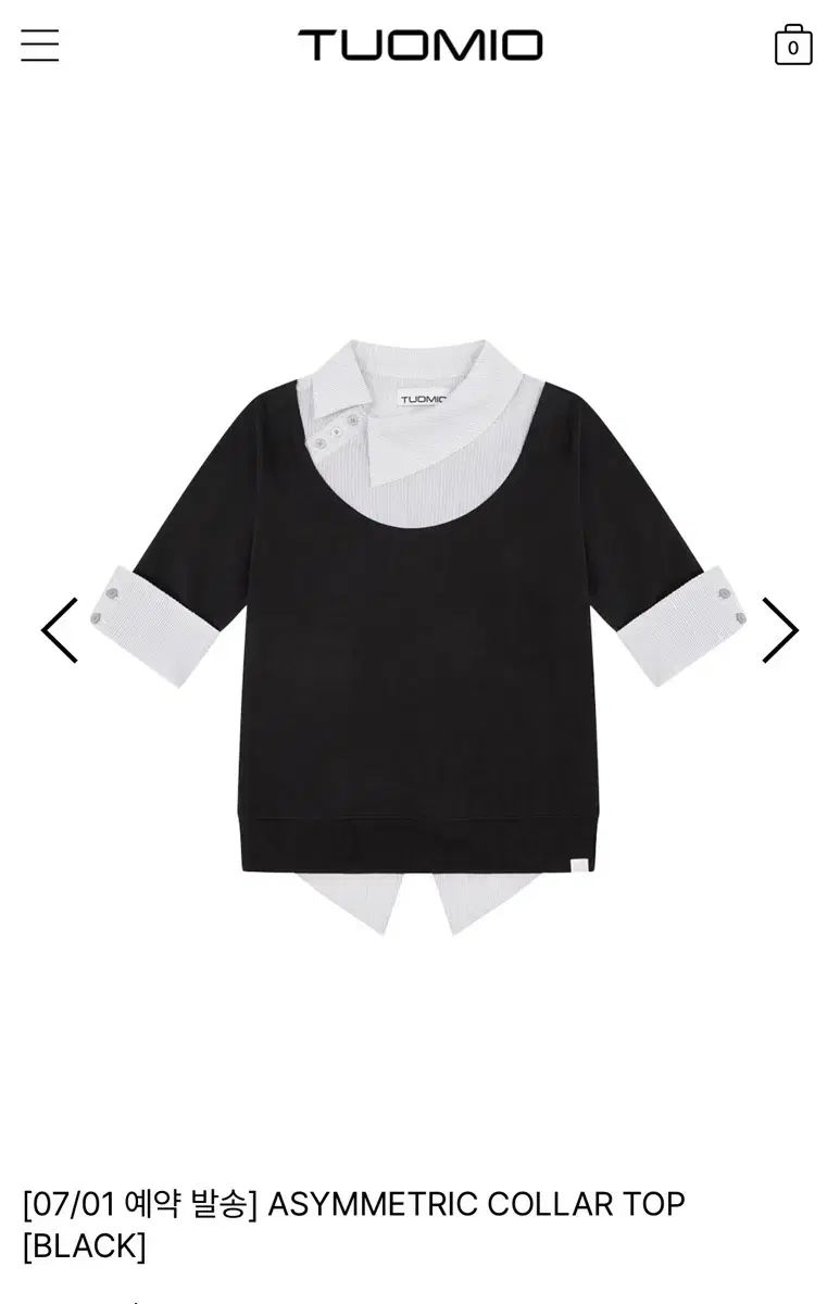 뚜오미오(デュオミオ) 어시메트리(アシンメトリー) 카라(KARA（カラ）) 탑(トップス) 블랙(ブラック) ASYMMETRIC COLLAR TOP