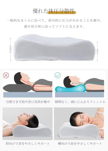 枕 【枕カバー2枚付き】 ジェル枕 高さ2段階 人間工学デザイン 低反発 睡眠サポート 仮眠グッズ 高反発 横向き寝対応★m f4691185