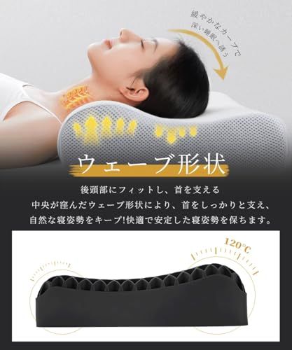 枕 【枕カバー2枚付き】 ジェル枕 高さ2段階 人間工学デザイン 低反発 睡眠サポート 仮眠グッズ 高反発 横向き寝対応★m f4691185