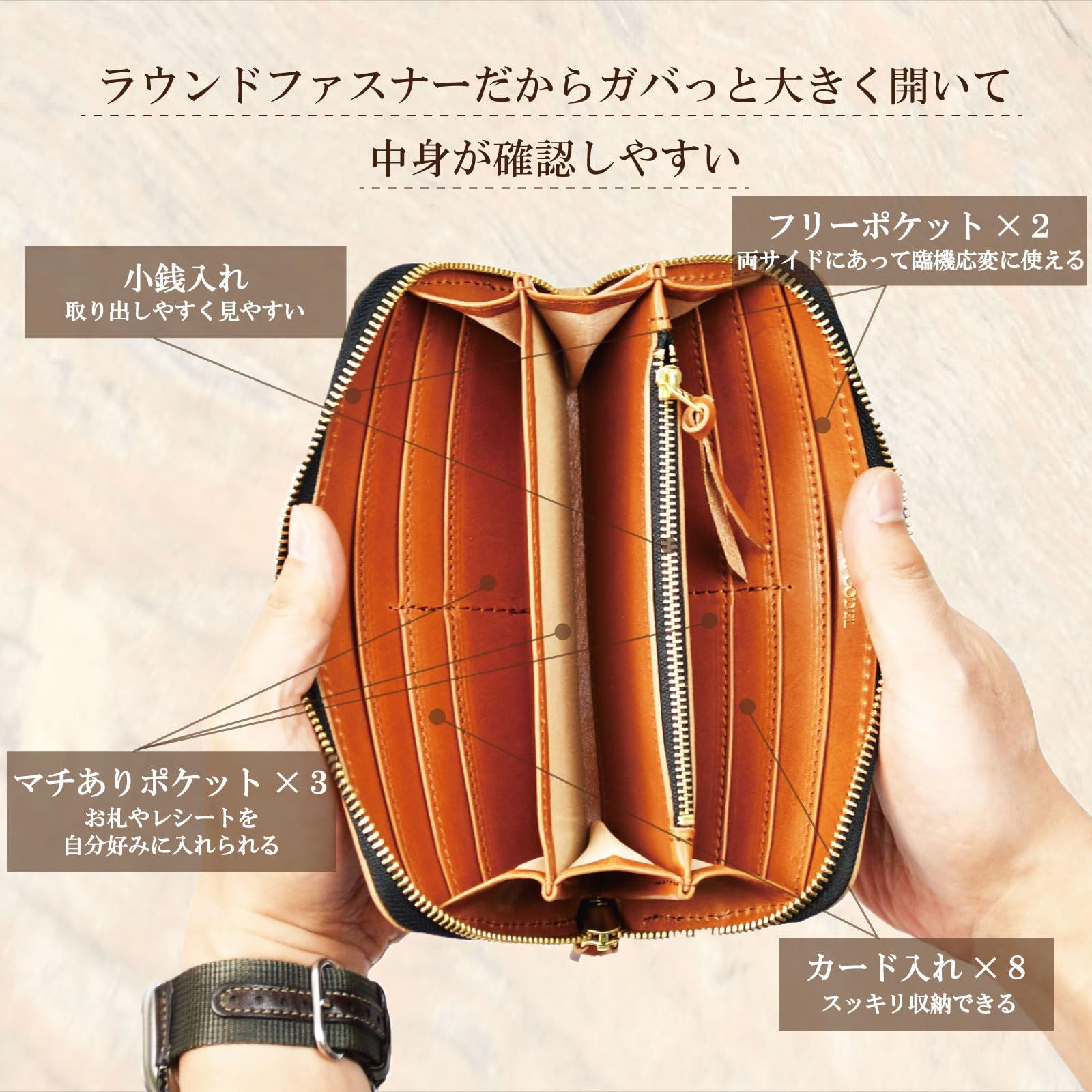 コデル atelierCODEL 長財布 ラウンドファスナー 栃木レザー メンズ 財布 本革 日本製 (ブラウン) [ブラウン]