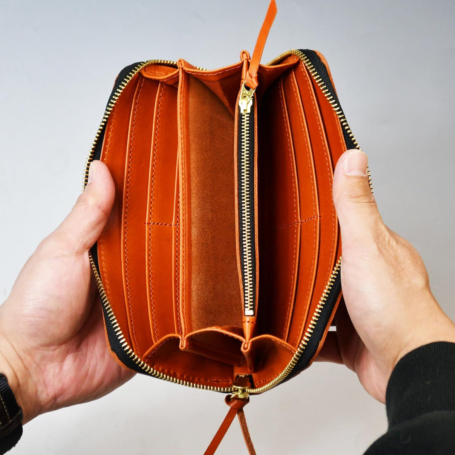 コデル atelierCODEL 長財布 ラウンドファスナー 栃木レザー メンズ 財布 本革 日本製 (オレンジ) [オレンジ]