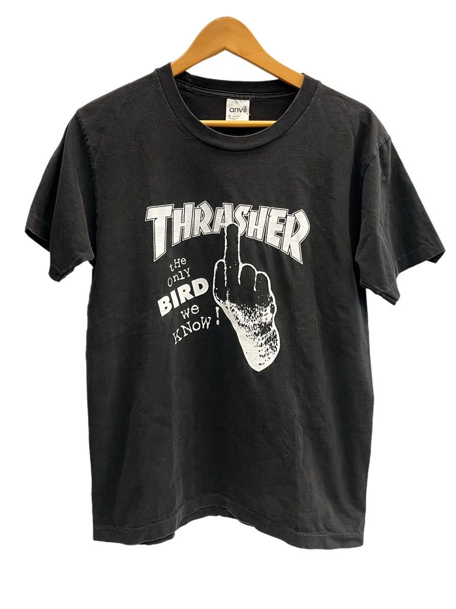 スラッシャー THRASHER OLD 90's anvil タグ シングルステッチ the only bird we know TEE 黒 Tシャツ ブラック Mサイズ 101MT-6384