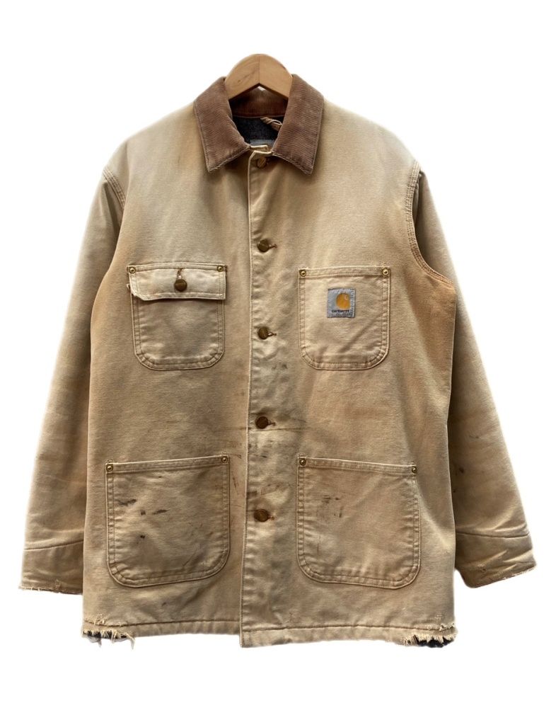 カーハート Carhartt Michigan Chore Coat ミシガン チョア コート ボタンアップ ワーク 裏ブランケット ジャケット 薄茶 C01 BRN サイズ36R ジャケット ロゴ ベージュ 104MT-3291