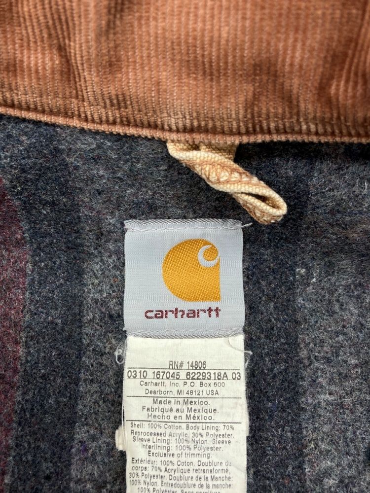 カーハート Carhartt Michigan Chore Coat ミシガン チョア コート ボタンアップ ワーク 裏ブランケット ジャケット 薄茶 C01 BRN サイズ36R ジャケット ロゴ ベージュ 104MT-3291