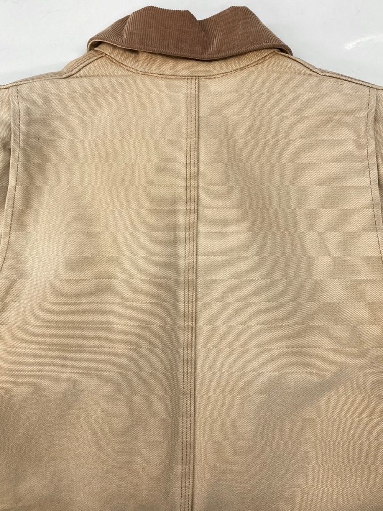 カーハート Carhartt Michigan Chore Coat ミシガン チョア コート ボタンアップ ワーク 裏ブランケット ジャケット 薄茶 C01 BRN サイズ36R ジャケット ロゴ ベージュ 104MT-3291