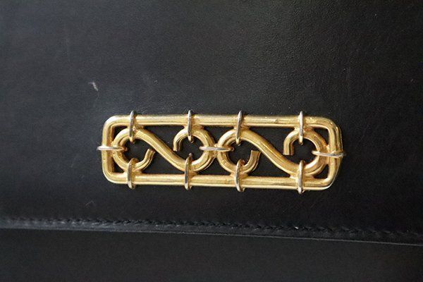 ☆オールド セリーヌ ◆ ゴールド金具 台形 ハンドバッグ 黒 レザー フォーマル ニノバッグ ヴィンテージ CELINE ◆GG51 ☆オールド セリーヌ ◆ ゴールド金具 台形 ハンドバッグ 黒 レザー フォーマル ニノバッグ ヴィンテージ CELINE ◆GG51