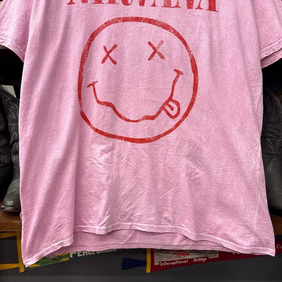 NIRVANA(ニルヴァーナ) オフィシャル マーチャンダイズ BIG スマイル ウォッシュド プリンティング Tシャツ N1524