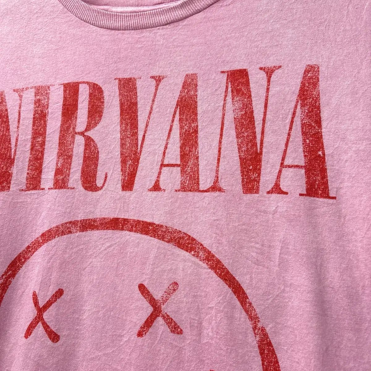 NIRVANA(ニルヴァーナ) オフィシャル マーチャンダイズ BIG スマイル ウォッシュド プリンティング Tシャツ N1524
