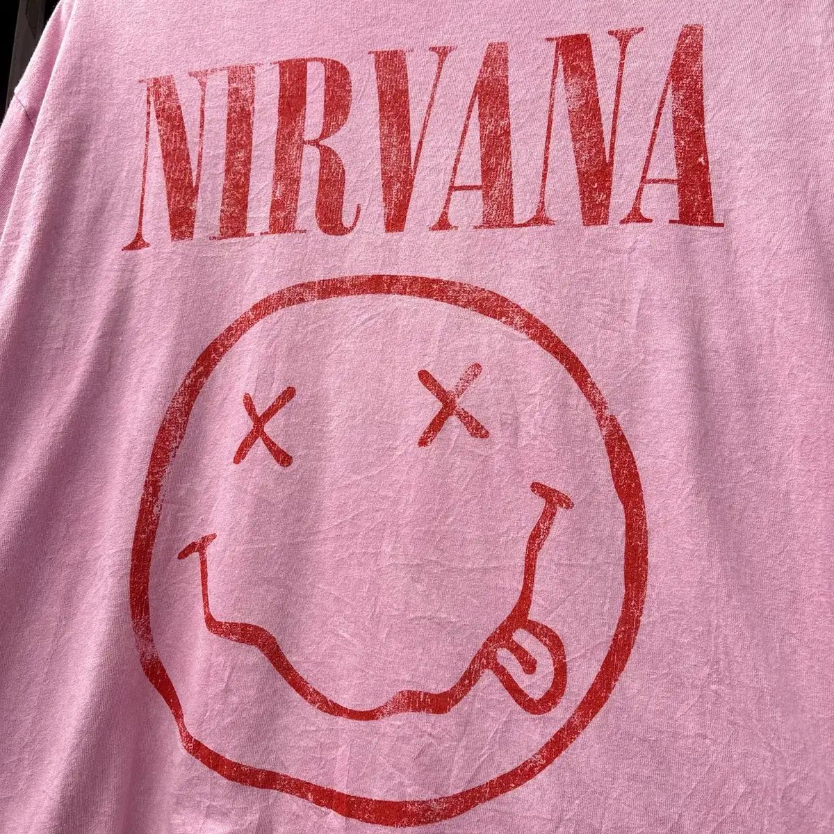 NIRVANA(ニルヴァーナ) オフィシャル マーチャンダイズ BIG スマイル ウォッシュド プリンティング Tシャツ N1524