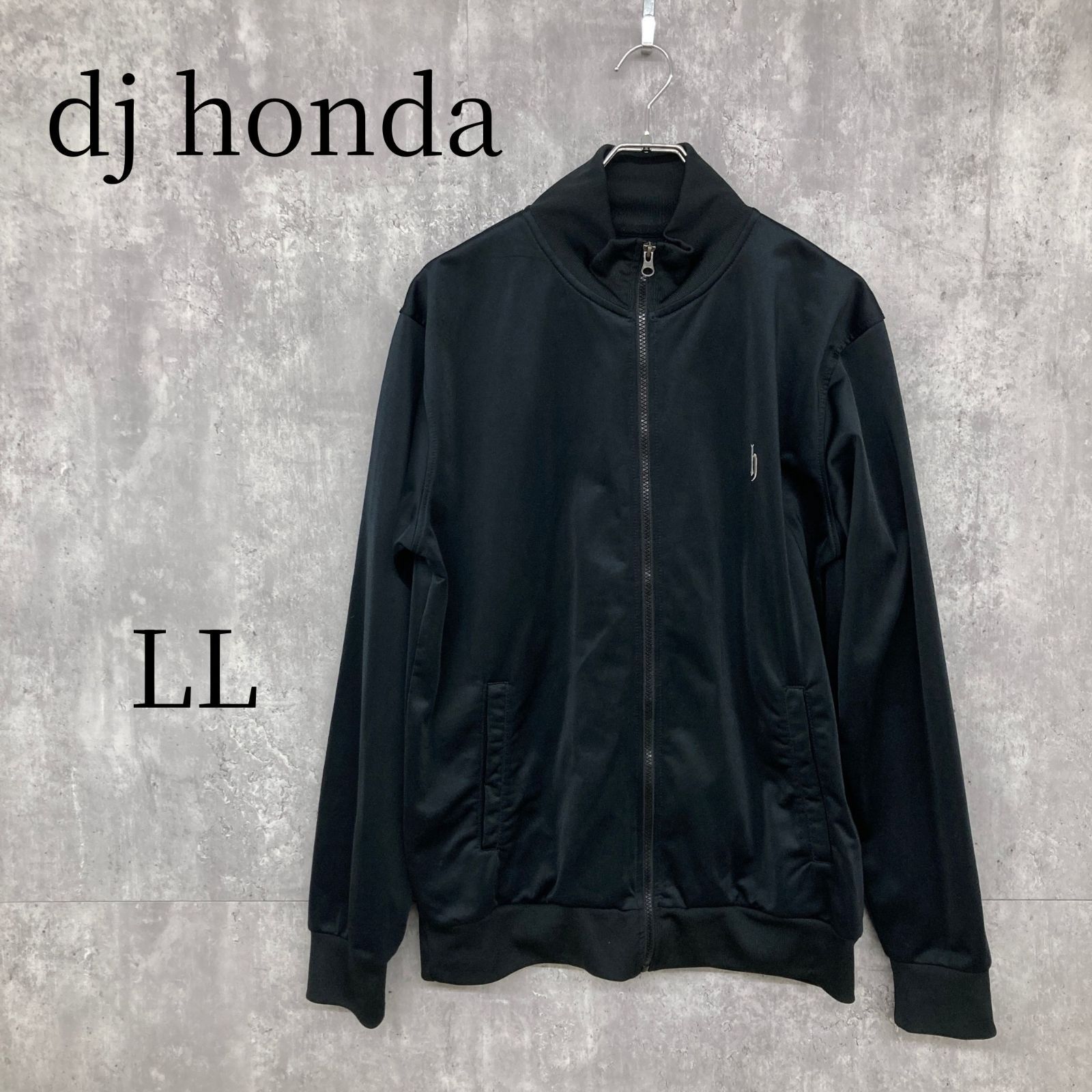 dj honda ディージェイホンダ トラックジャケット ジャージ ブラック 黒 LLサイズ ポリエステル100% スポーツウェア ストリート カジュアル メンズ 大きいサイズ 長袖 ロゴ刺繍 羽織り