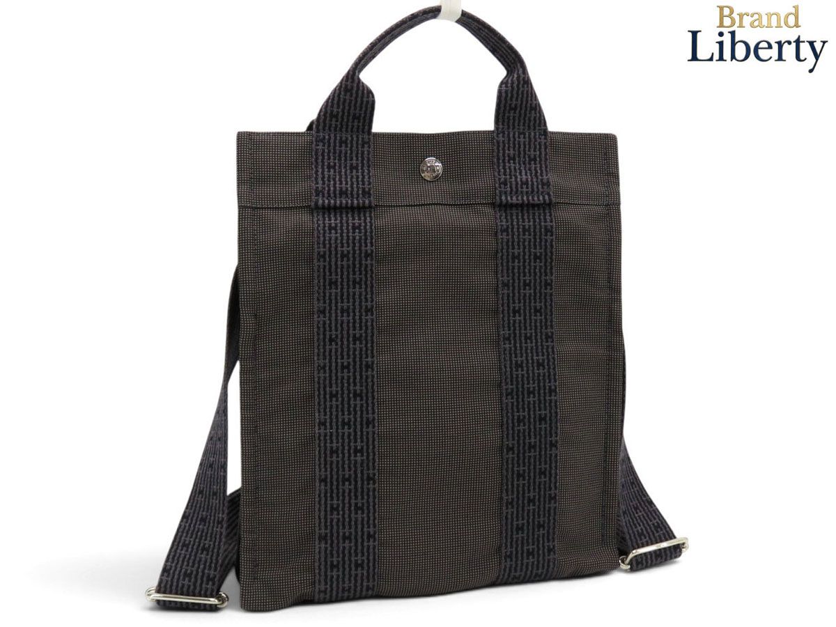 【新品同様】エルメス HERMES エールライン アド PM バックパック リュックサック ハンドバッグ グレー キャンバス