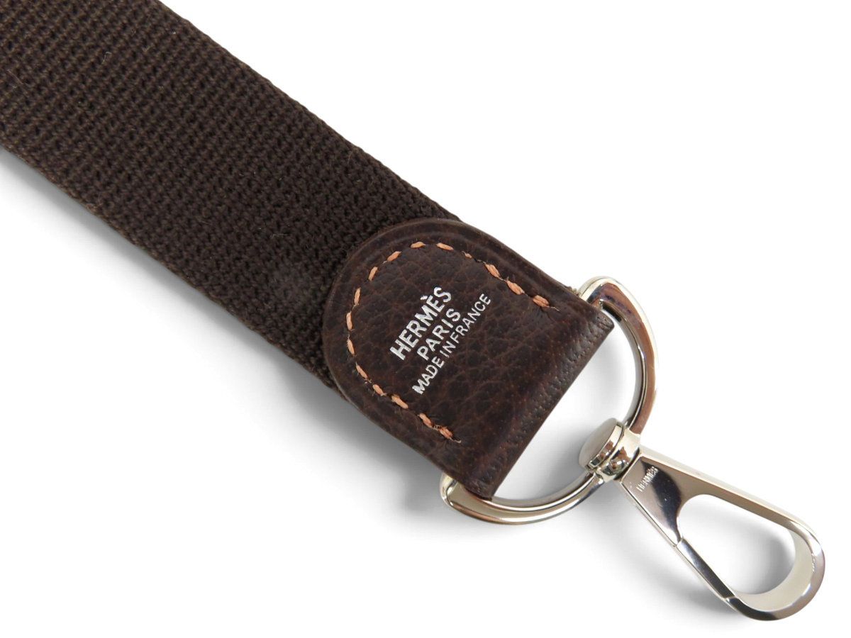 【未使用】エルメス HERMES ガーデンパーティTPM用 ショルダーストラップ 調節不可 ダークブラウン キャンバス レザー