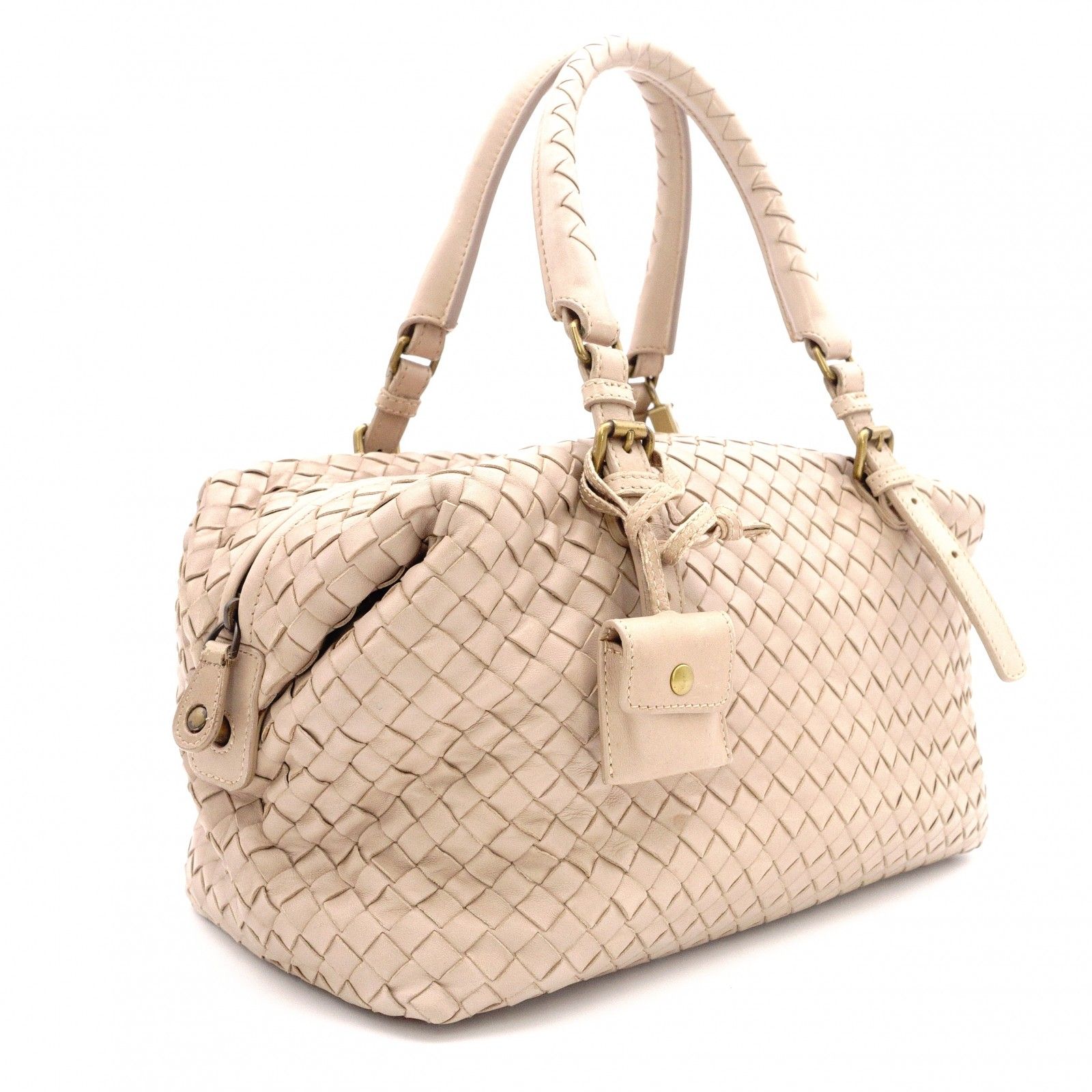 BOTTEGAVENETA ボッテガヴェネタ イントレチャート ハンドバッグ レザー ベージュ BOTTEGAVENETA ボッテガヴェネタ イントレチャート ハンドバッグ レザー ベージュ