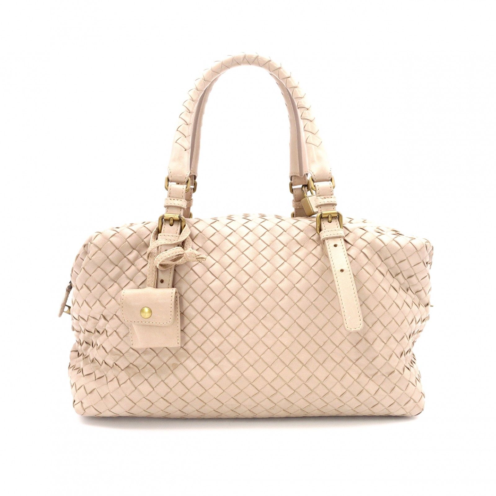 BOTTEGAVENETA ボッテガヴェネタ イントレチャート ハンドバッグ レザー ベージュ