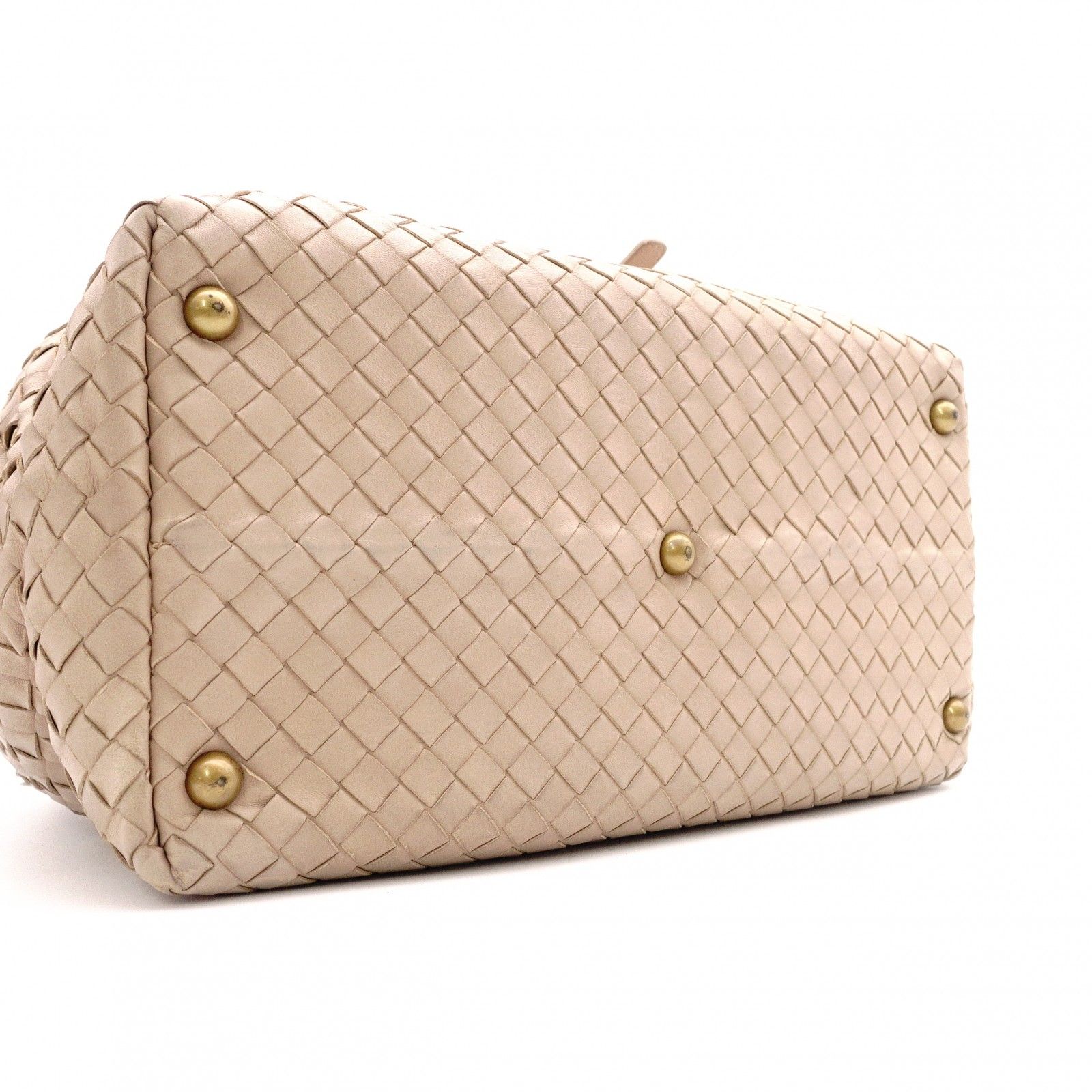 BOTTEGAVENETA ボッテガヴェネタ イントレチャート ハンドバッグ レザー ベージュ BOTTEGAVENETA ボッテガヴェネタ イントレチャート ハンドバッグ レザー ベージュ