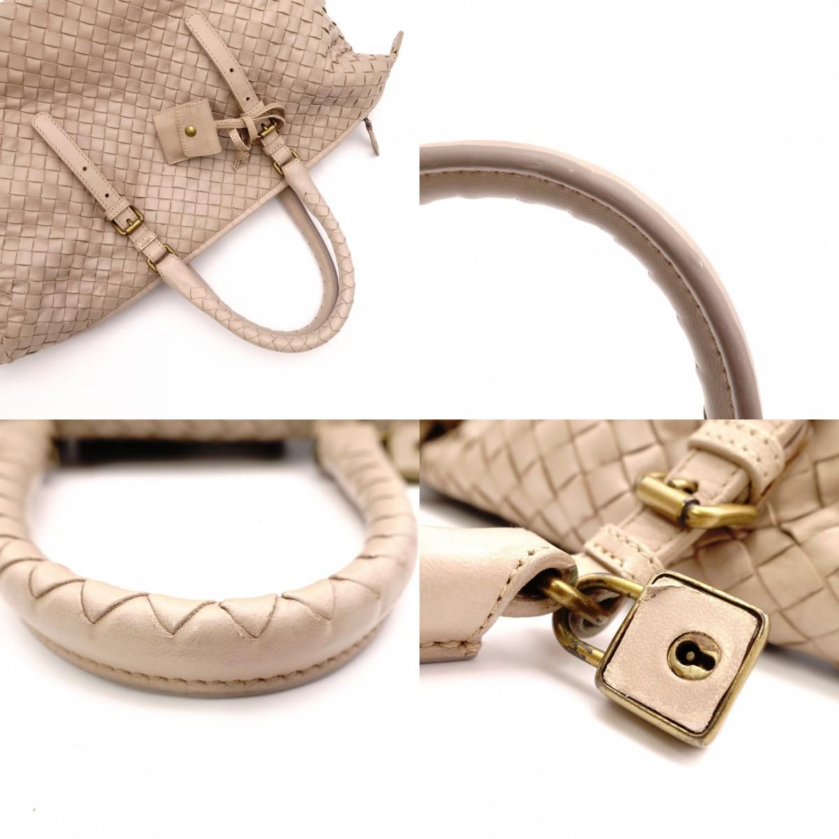 BOTTEGAVENETA ボッテガヴェネタ イントレチャート ハンドバッグ レザー ベージュ BOTTEGAVENETA ボッテガヴェネタ イントレチャート ハンドバッグ レザー ベージュ