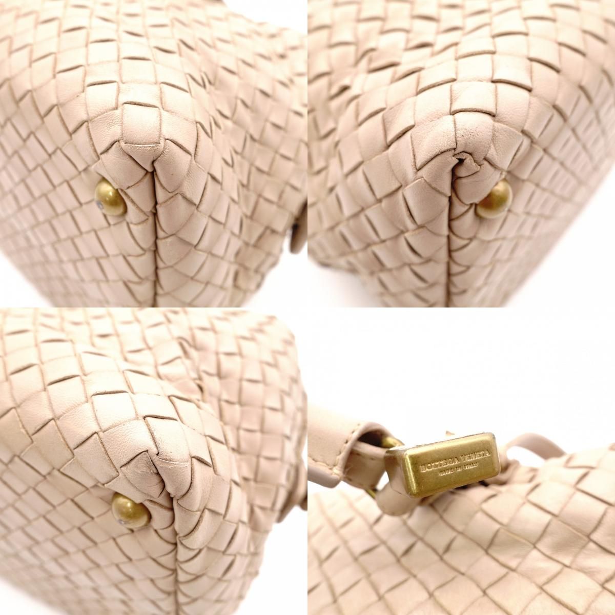 BOTTEGAVENETA ボッテガヴェネタ イントレチャート ハンドバッグ レザー ベージュ BOTTEGAVENETA ボッテガヴェネタ イントレチャート ハンドバッグ レザー ベージュ