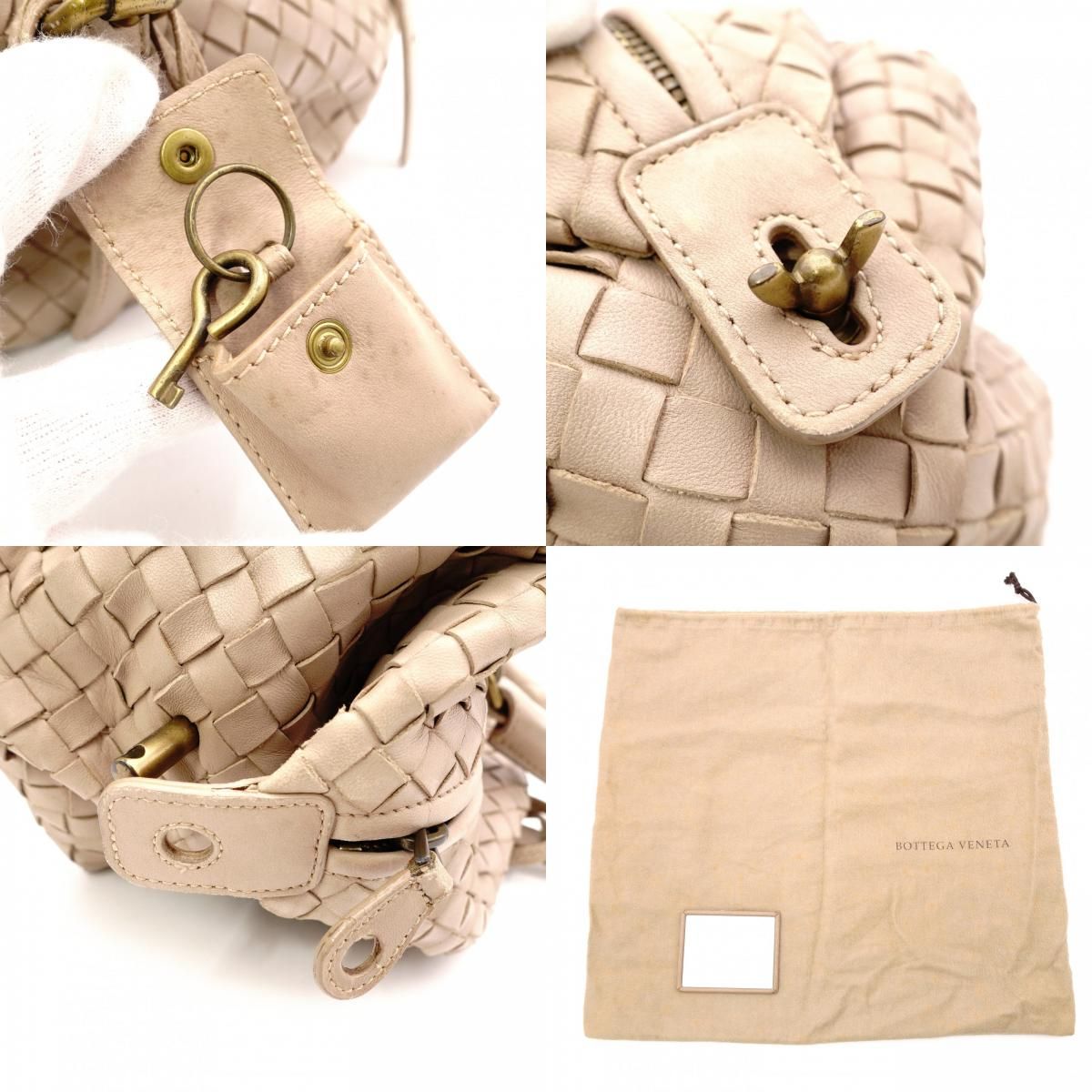 BOTTEGAVENETA ボッテガヴェネタ イントレチャート ハンドバッグ レザー ベージュ BOTTEGAVENETA ボッテガヴェネタ イントレチャート ハンドバッグ レザー ベージュ
