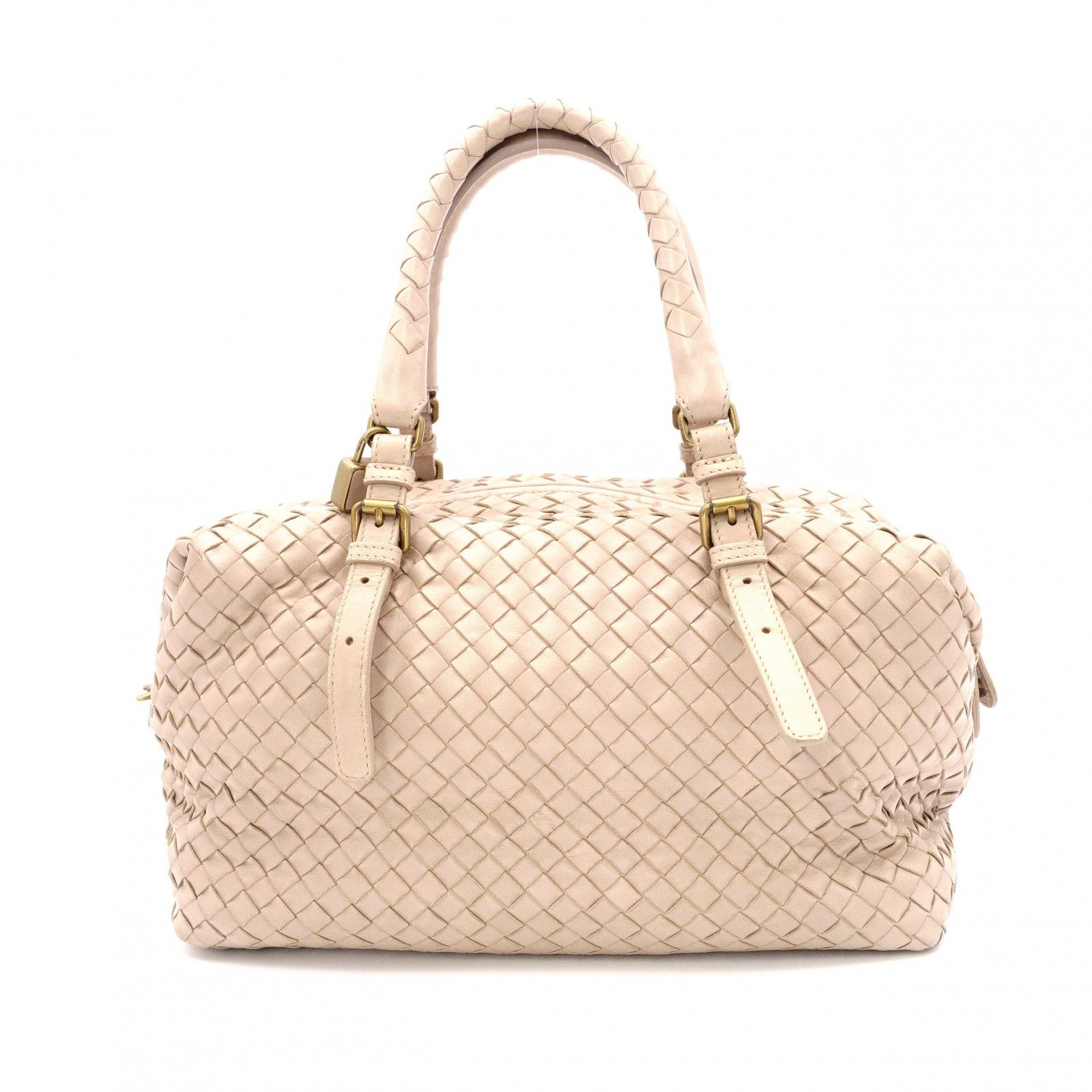 BOTTEGAVENETA ボッテガヴェネタ イントレチャート ハンドバッグ レザー ベージュ BOTTEGAVENETA ボッテガヴェネタ イントレチャート ハンドバッグ レザー ベージュ