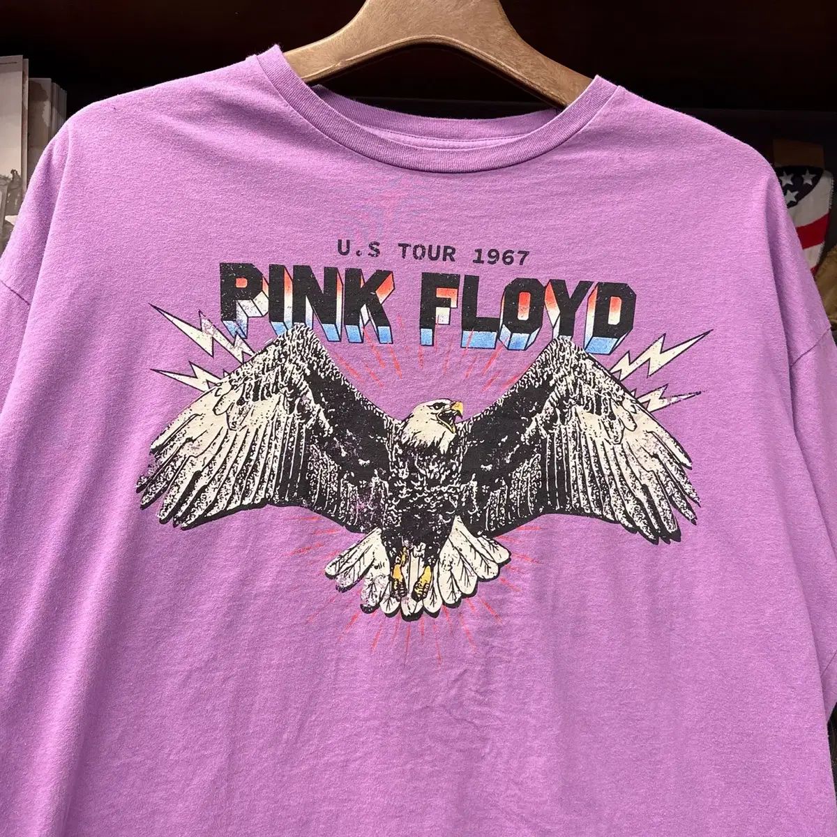 ピンクフロイド オフィシャル リープリンティング 67' U S TOUR サンダーイーグルス プリンティング Tシャツ