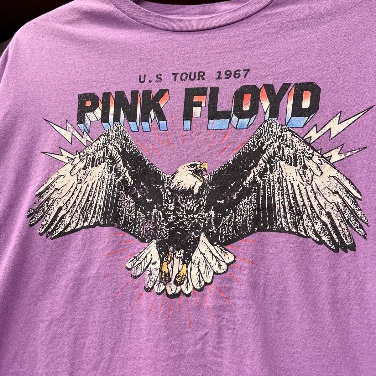 ピンクフロイド オフィシャル リープリンティング 67' U S TOUR サンダーイーグルス プリンティング Tシャツ